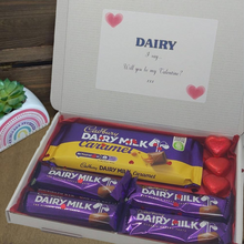 Load image into Gallery viewer, Valentines Cadbury&#39;s Dairy Milk Chocolate Hamper - Dairy Milk Letterbox Gift Personalised. Valentines Day!
