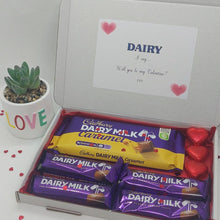 Load image into Gallery viewer, Valentines Cadbury&#39;s Dairy Milk Chocolate Hamper - Dairy Milk Letterbox Gift Personalised. Valentines Day!
