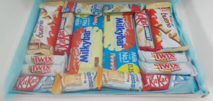 White Chocolate Letterbox Gift featuring Milky Bar, Kinder Bueno, and Kit Kat.