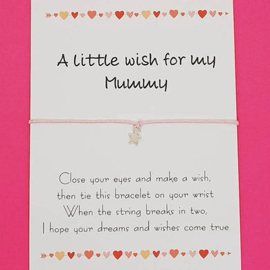 Mummy Wish Bracelet - Pink bracelet with silver star charm from The Happiness Box