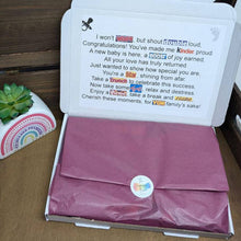 Cargar imagen en el visor de la galería, New Baby Congratulations Chocolate Poem Gift from The Happiness Box, beautifully presented with assorted chocolates.
