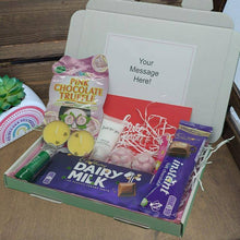 Load image into Gallery viewer, Pamper Letterbox Gift filled with skincare, chocolates, and candles.
