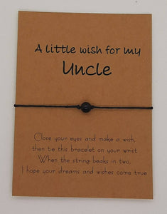 Dad wish bracelet, A little wish for my Daddy, Uncle, Grandad - Birthday bracelet