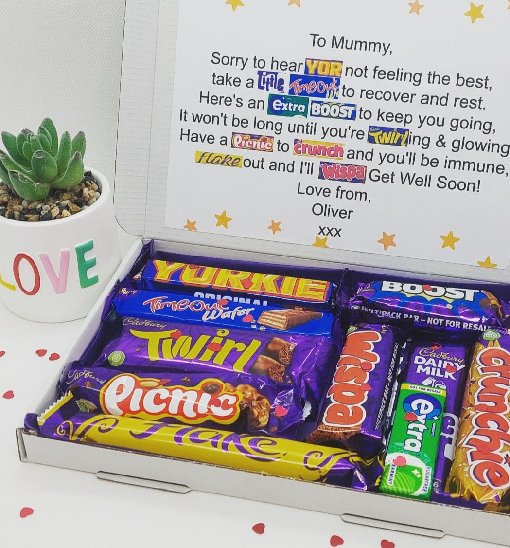 Get Well Soon Chocolate Poem Gift, Chocolate Hamper, Chocolate Letterb ...